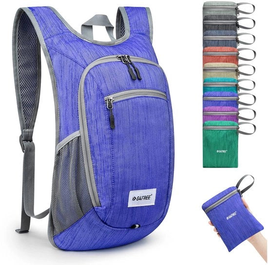 Borsa da Spalla Compatta, 10/15 l, pieghevole, leggera, ripiegabile, Borsa da Giorno, Viaggi, Esterno, Escursioni, Borsa da Spalla, azzurro marino, 10Liters