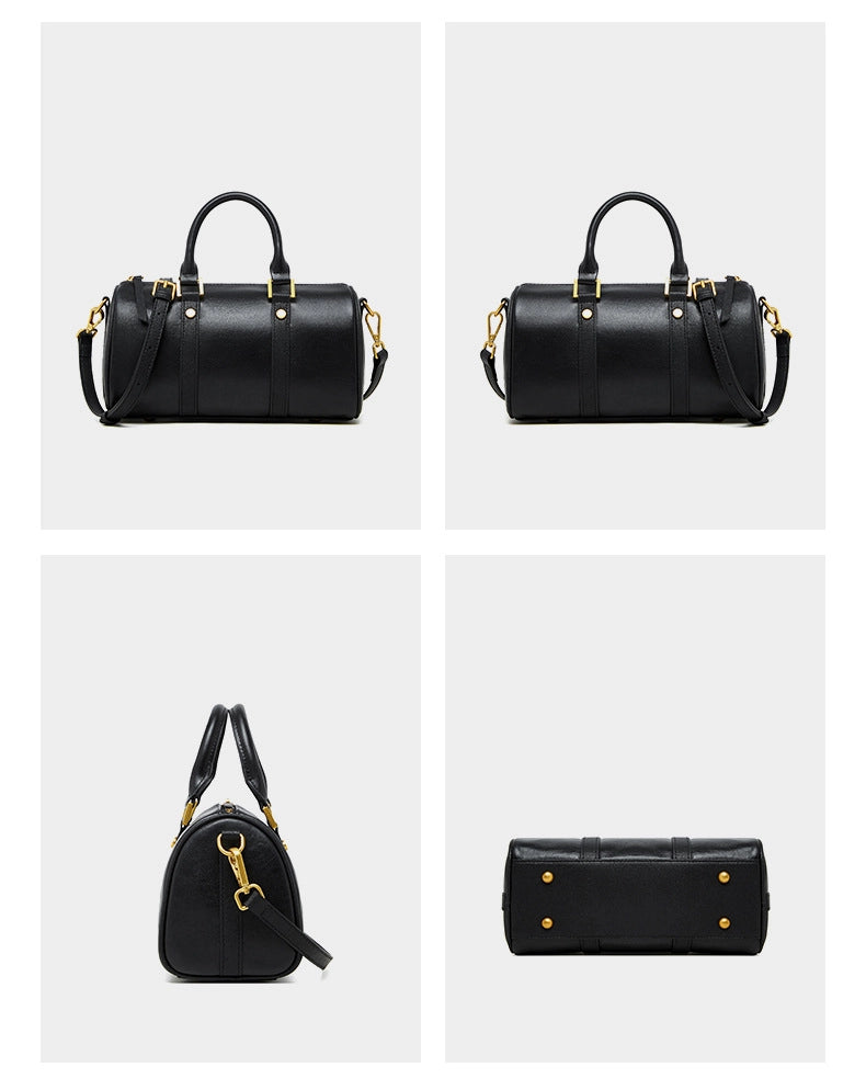 Borsa a tracolla da donna in vera pelle nera