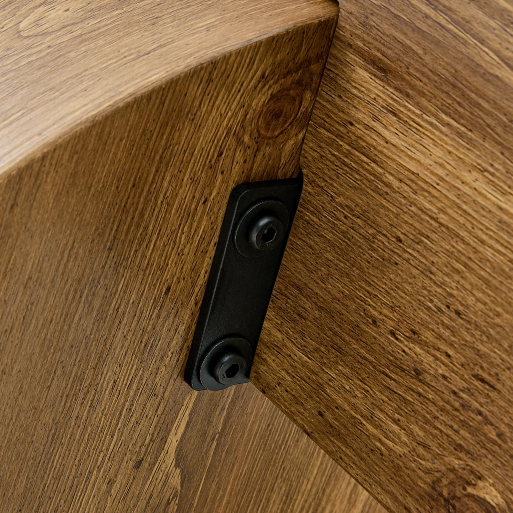 TAVOLINO Set da 2 pezzi rotondo a due livelli 61 cm MDF effetto legno e vetro marrone