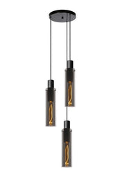 Lampadario Lucide Orlando 3xE27 metallo/vetro nero