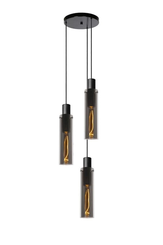 Lampadario Lucide Orlando 3xE27 metallo/vetro nero