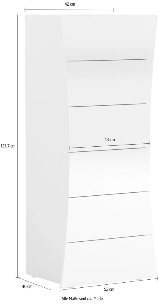 Settimino cassettiera camera da letto 6 cassetti bianco lucido Arco Septet