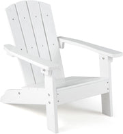 Sedia Adirondack per Bambini, Poltrona da Giardino in Plastica Resistente alle Intemperie con Schienale a Doghe Inclinato, Sedia Adirondack per Patio e Balcone, Portata 75 kg (Bianco)