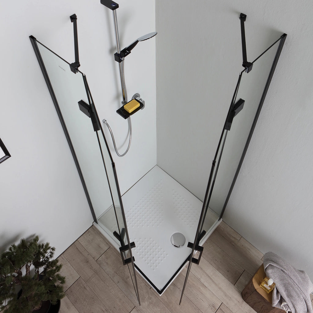 Box doccia nero opaco 70x70 con ante battenti