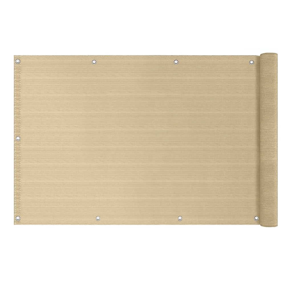 Telo Copribalcone Ombreggiante 90% con Occhielli 90x500 Cm per Privacy e Protezione Esterno Frangivista Beige