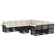 Set Divano da Giardino 12 pcs Nero polyrattan