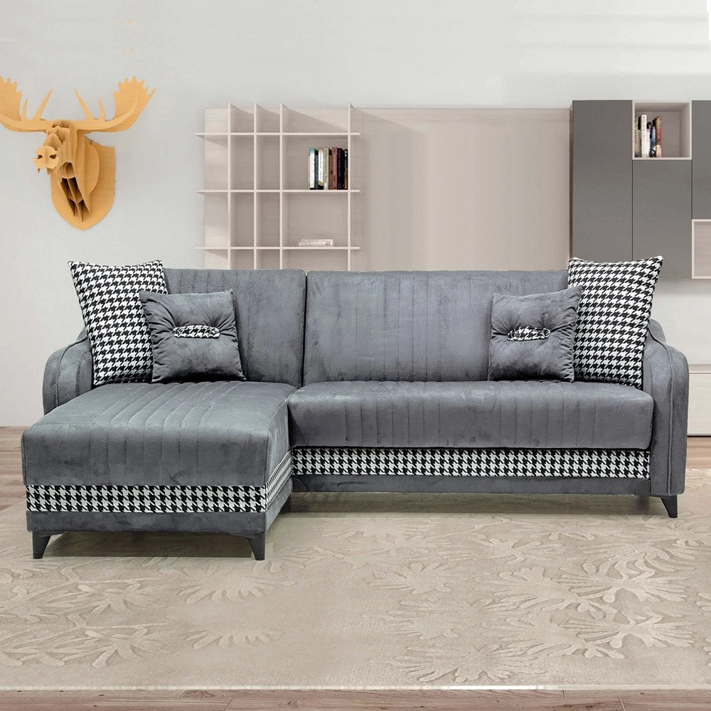 Divano con penisola contenitore reversibile 246x138x92 H Laos colore grigio