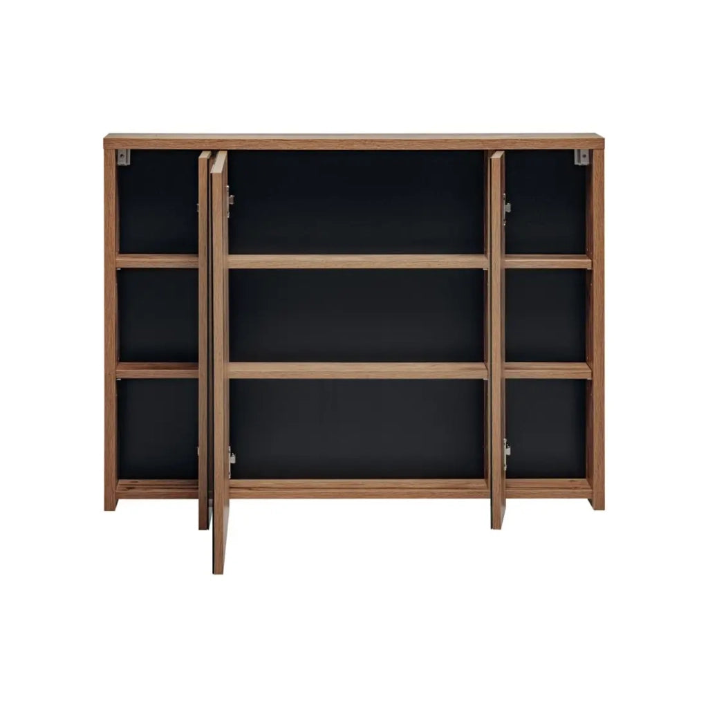 Mobile da bagno GABI 100 cm – 3 porte specchio – Finitura ardesia e legno – Da appendere