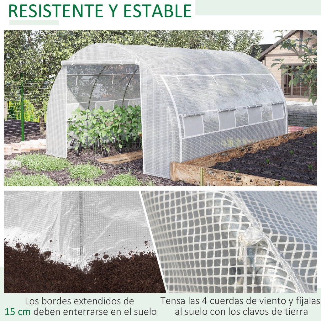 Serra Tunnel Giardino ¨C zephmum ¨C Bianco 4x3x2 m con Porta e 8 Finestre