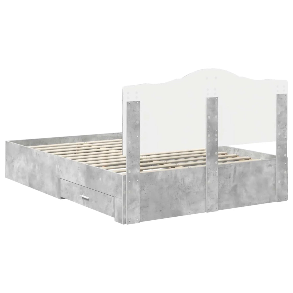 Struttura del letto con testiera Grigio cemento 150 x 200 cm