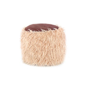 Pouf Bobtail 100 in ecopelliccia beige e velluto a coste
