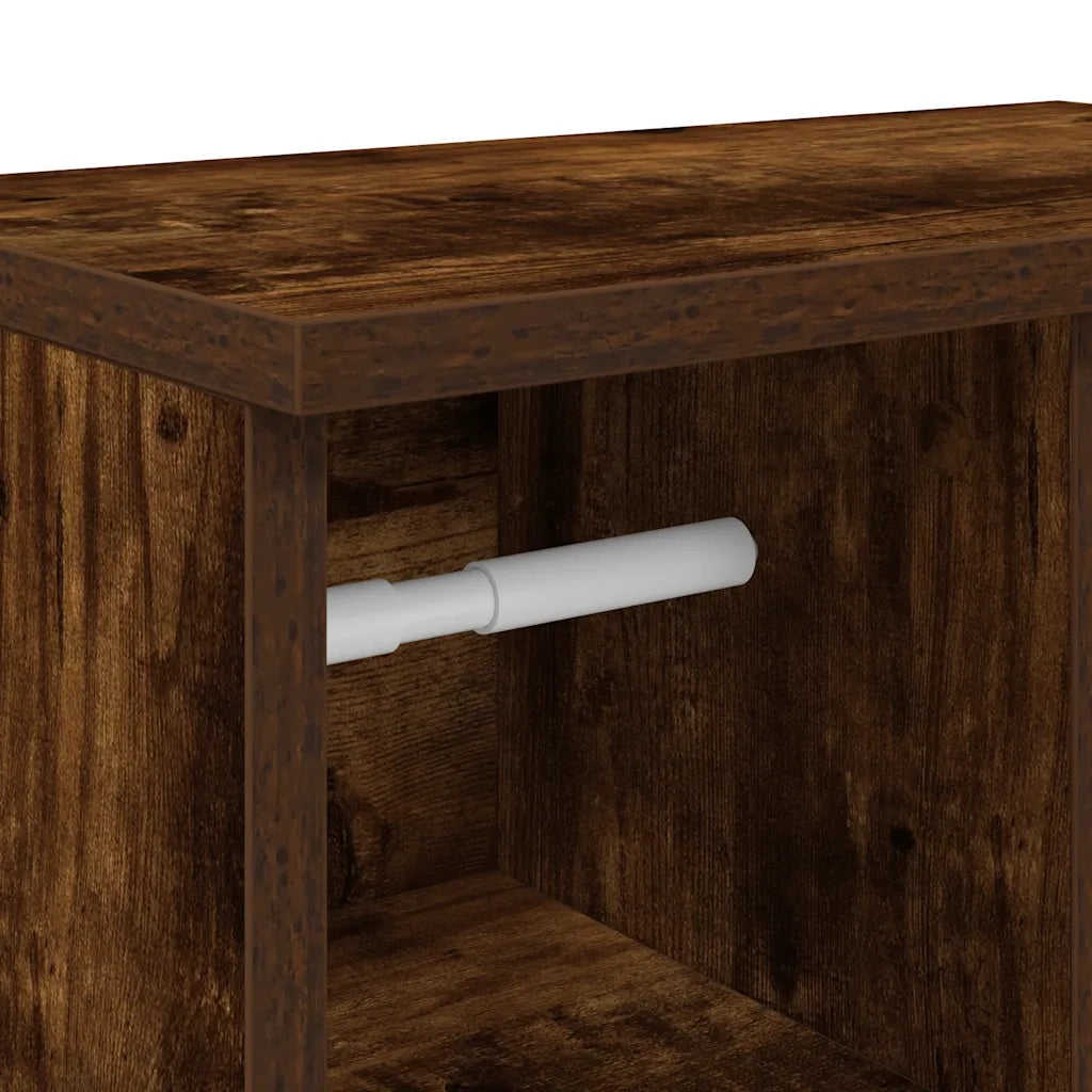 vidaXL Mobile da Bagno con Portarotolo Rovere Fumo 39x22x90 cm