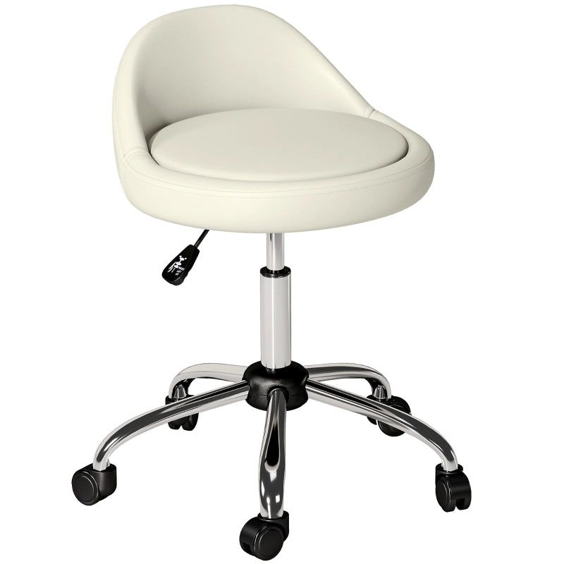 Chaise de bureau girevole con ruote e altezza regolabile 63-83 cm in pelle sintetica bianca