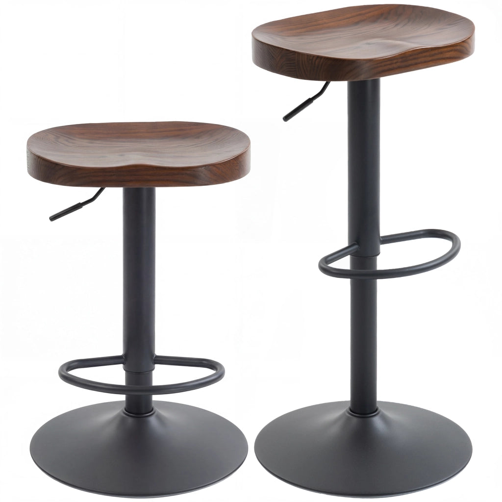 Sgabelli da Bar Regolabili 2 Pezzi ¨C Zephmum ¨C Legno di Olmo Marrone Scuro