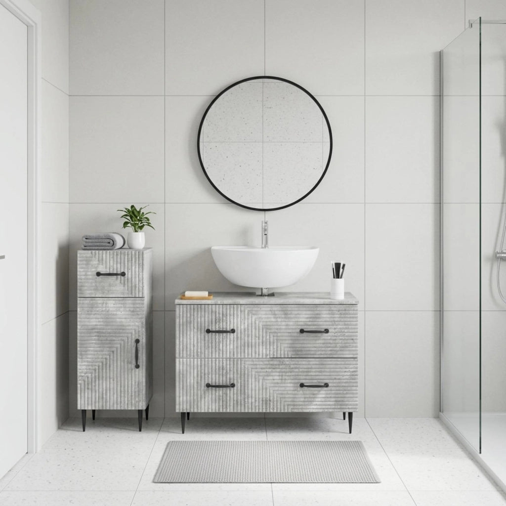 Set di Armadi da Bagno da 2 Pezzi HAARLEM Grigio Cemento 3417696