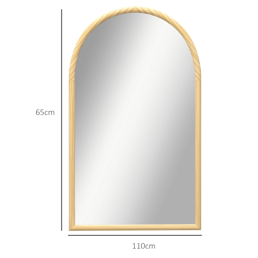 Specchio ad arco in legno per parete ¨C zephmum ¨C naturale 110x65 cm
