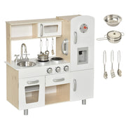 Cucina Giocattolo per Bambini in Legno con Lavello e Accessori ¨C zephmum ¨C 74x30x81 cm Bianco