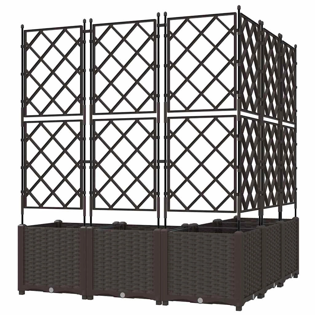 Set di 5 fioriere da giardino moderne 120 x 120 x 143 cm stile minimalista resistente acciaio marrone 02_0058518