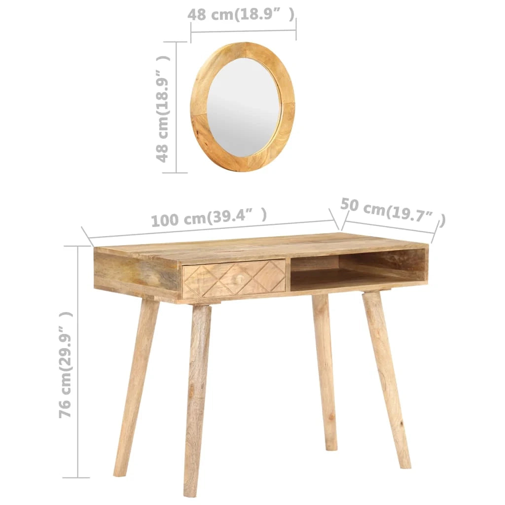 Toeletta tavolo da trucco di design mobili per camera da letto 100 x 50 x 76 cm legno massello di mango 02_0006358
