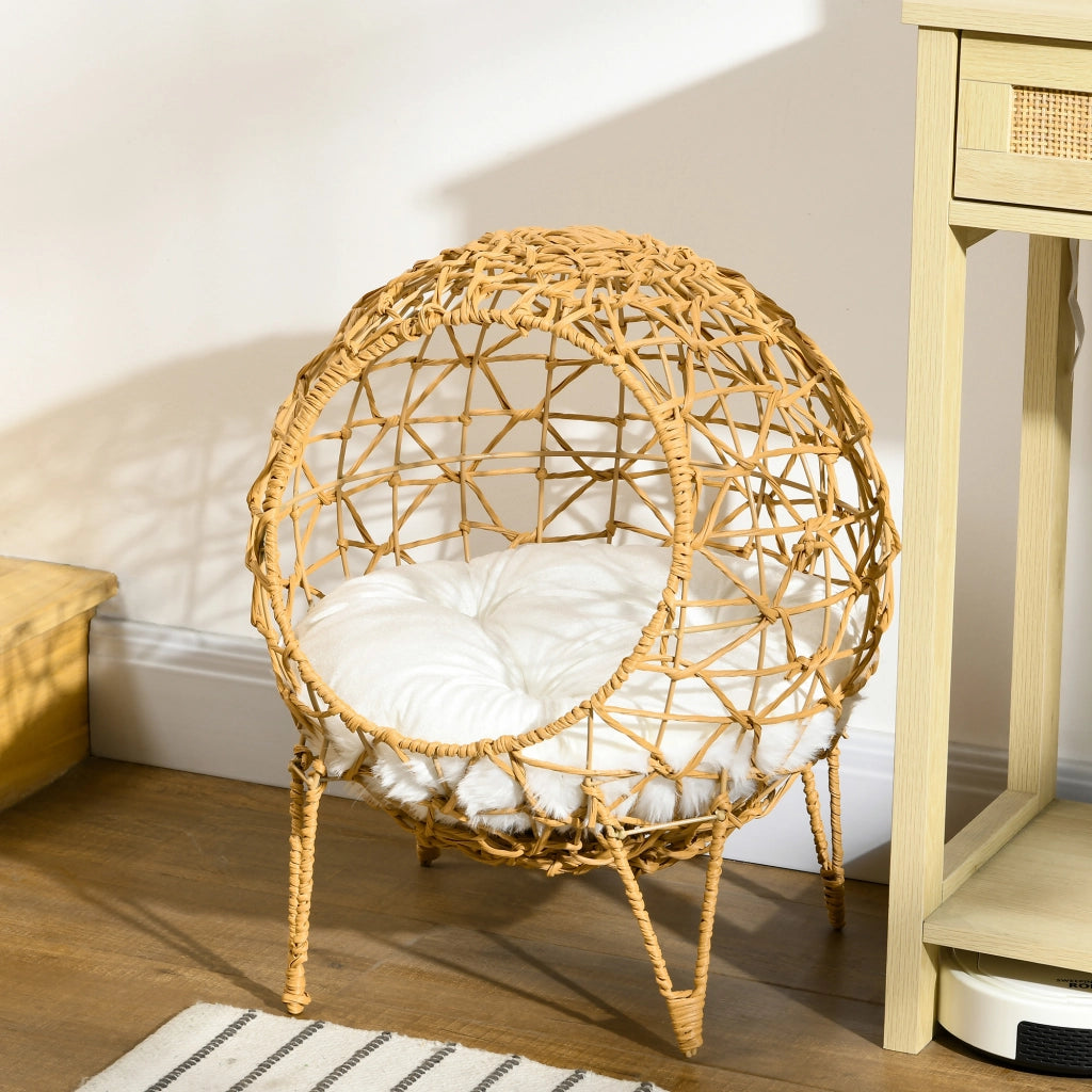 Letto per gatti in rattan con cuscino ¨C Zephmum ¨C Marrone ?45x57 cm