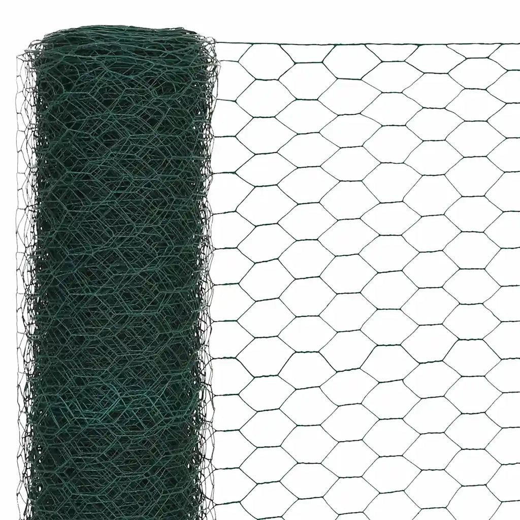 Recinzione da Giardino | Recinzione in Rete per Pollaio in Acciaio e PVC 25x1,2 m Verde