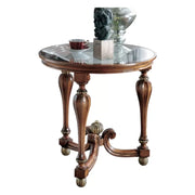 Tavolino rotondo vetro gamba ottagonale legno bassano 62x62x60 - Mobili 2G