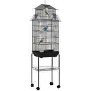 Gabbia per uccelli design casa mangiatoie posatoi porte vassoio escrementi amovibile maniglia trasporto 50,5x41x163cm nero