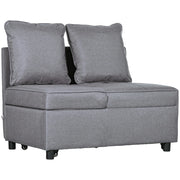 Poltrona Letto 3 in 1 con Schienale Reclinabile ¨C Zephmum ¨C Tessuto Grigio Scuro, Legno, 98x71x67 cm