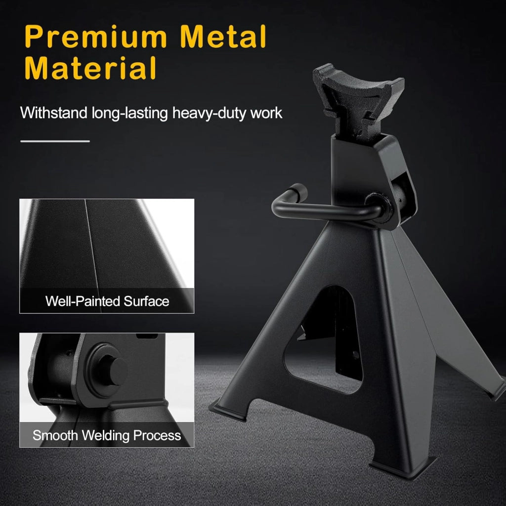 SOARS Set di 2 candeline a cremagliera 6T, altezza regolabile da 360 a 585 mm, supporto robusto in metallo di alta qualità, per auto, roulotte, SUV, nero
