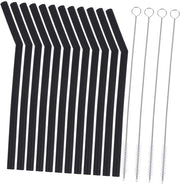 Strumenti per Bevande Reutilizzabili - Raccoglitori in Silicone - Nero - Pratici e Ripiegabili - Nero - Ideali per Smoothie e Caffè - Adatti per Kiwi.