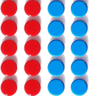 Magnetici per lavagne, 20 pezzi forti, mini-magneti colorati per frigoriferi per lavagne, pareti magnetiche (rosso + blu)
