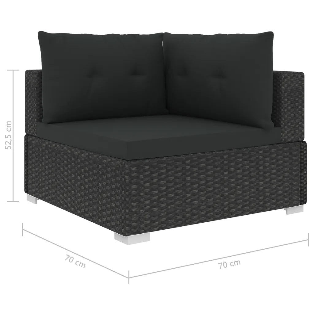 Set Divani da Giardino 10 pz con Cuscini in Polyrattan Nero cod mxl 35507