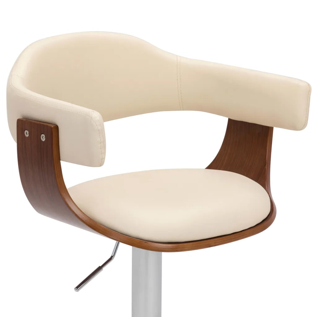 Sgabelli da Bar 2 pz Crema in Legno Piegato e Similpelle cod mxl 62146