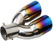 Doppio Filtro di Scarico Auto - Colorazione Blu Bruciato - Filtro di Scarico Rettilineo - Adatto per diametri da 35 a 55mm - Sostenibile e Stile