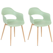 Set di 2 sedie da pranzo in materiale sintetico verde chiaro gambe eleganti decorative stile contemporaneo