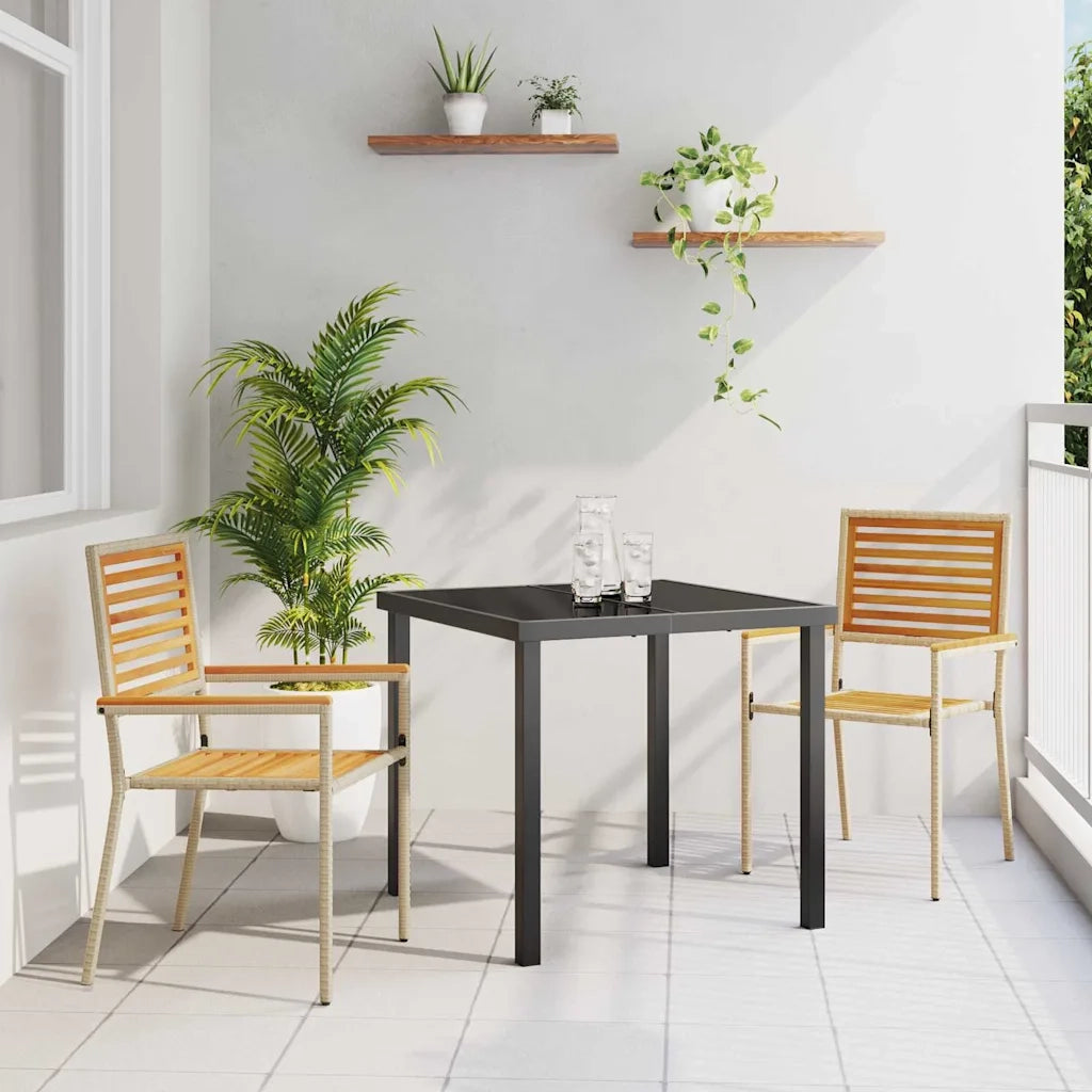 Sedie impilabili da giardino 2 pcs Marrone e Beige 42006824
