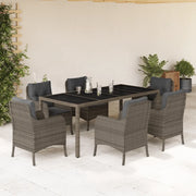 Set da Pranzo da Giardino 7 pz con Cuscini in Polyrattan Grigio 3211858