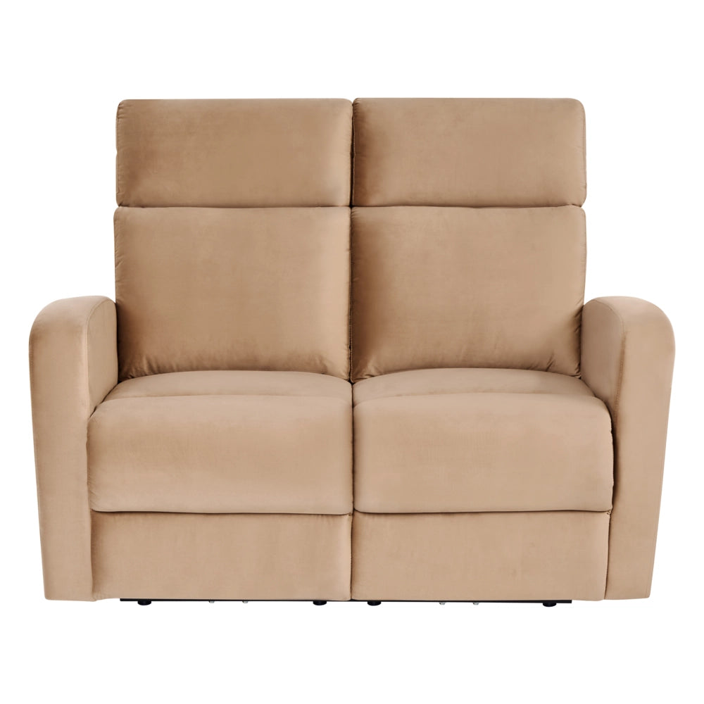 Divano reclinabile elettrico moderno in tessuto vellutato a 2 posti marrone chiaro design moderno glamour soggiorno