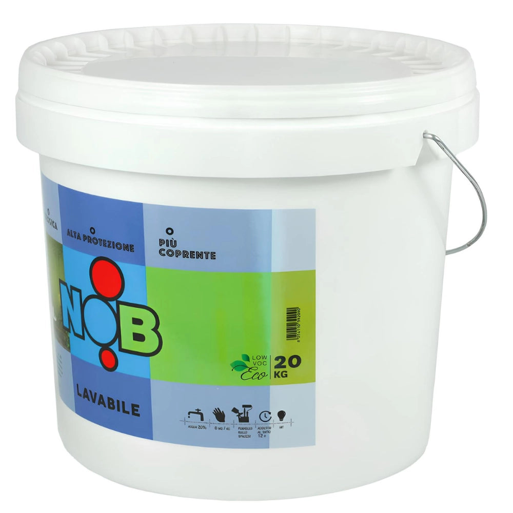 Idropittura lavabile ecologica murale acrilica interni colore bianco nob *** formato 5 kg, confezione 1