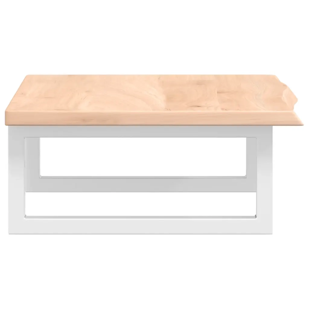 Ripiano a Parete per Lavabo-Mensole a Muro in Acciaio e Massello di Rovere 638045