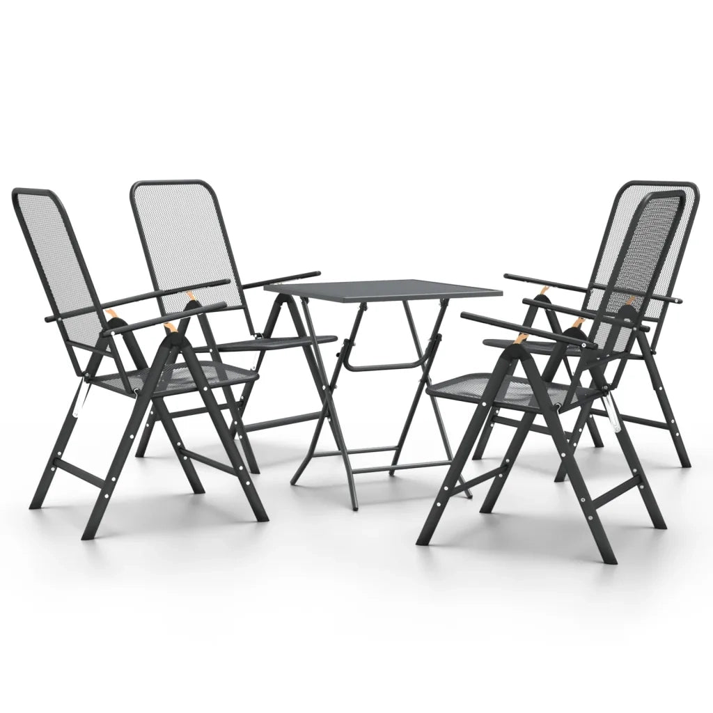 Set da Pranzo per Giardino 5pz Rete Metallica Espansa Antracite cod mxl 34856