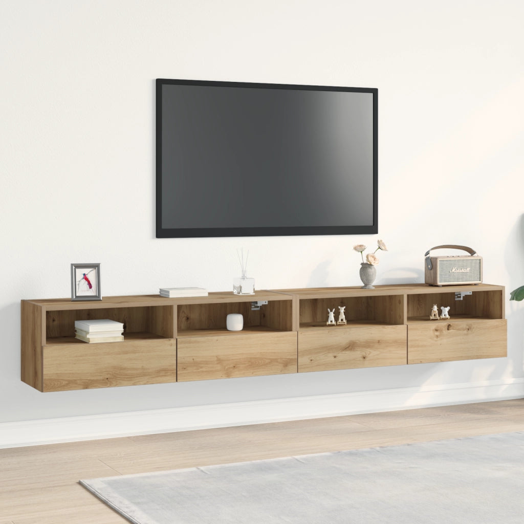 Cabinet TV  2 pezzi in Rovere Artigianale 100x30x30 cm in Legno ingegnerizzato