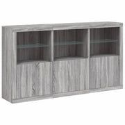 Buffet credenza cassettiera armadio mobile contenitore organizer per cucina soggiorno salotto con luci LED Sonoma 181,5 x 37 x 100 cm grigio 02_0030062