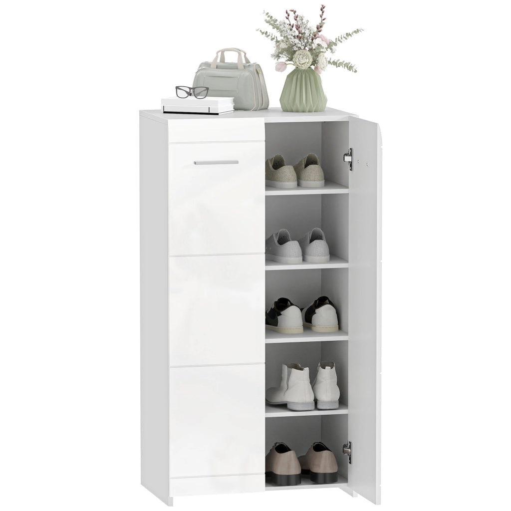 Scarpiera in legno con ripiani regolabili ¨C zephmum ¨C Bianco 80x30x100 cm