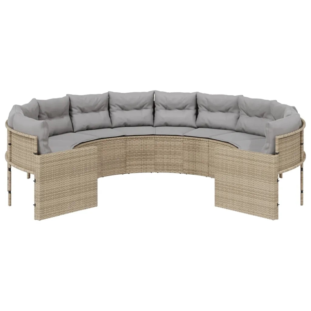 vidaXL Divano da Giardino con Cuscini Circolare Beige in Polyrattan