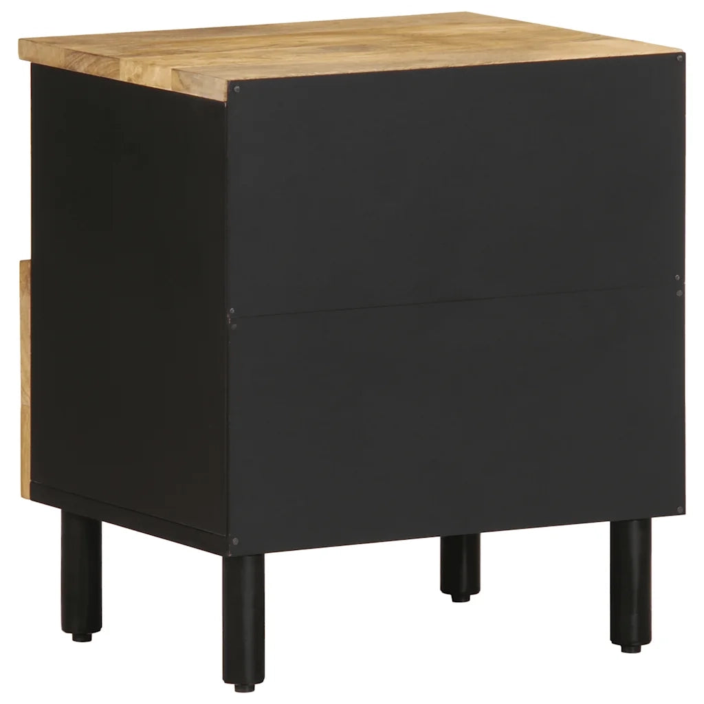 Comodino Nero 40x33x46 cm in Legno Massello di Mango Grezzo 4018634