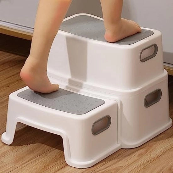 Scaletta per Bambini con 2 Gradini - Antiscivolo e Antislittamento - Peso Massimo 90 kg - Bianco