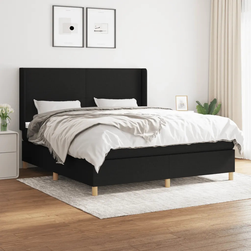 Giroletto a Molle con Materasso Nero 160x200 cm in Tessuto 3131843