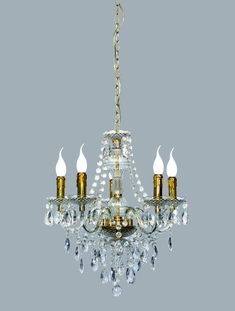 LUSTER LAMPADARIO 5 LUCI ORO D.52CM ATTACCO E14