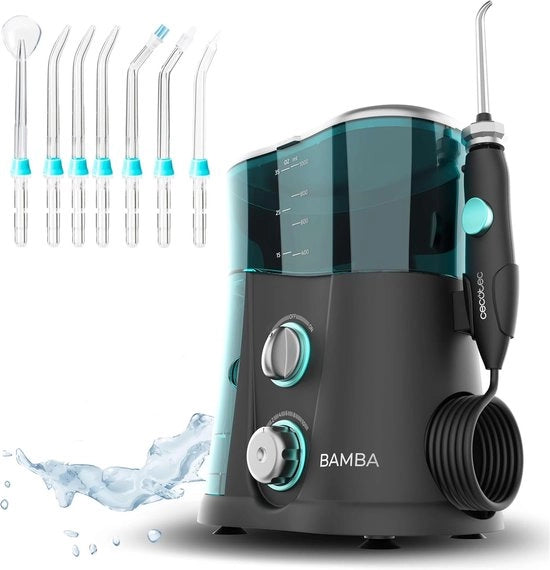 Douchetta con 7 sputatori per cura ottimale della bocca – 1250-1700 impulsi/min, display a LED, serbatoio 1000 ml, disinfestazione UV
